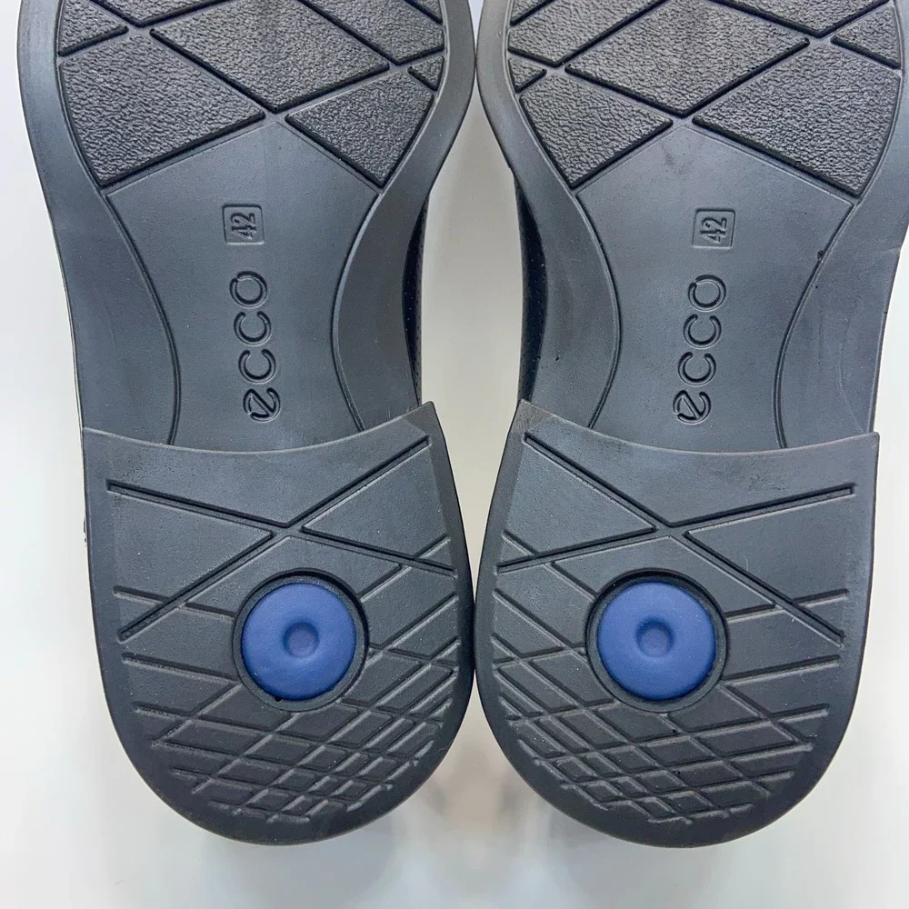 ECCO Helsinki 2.0 Derby Shoes Men's 8 Black Leather Perforated‎ Square Toe NWOB